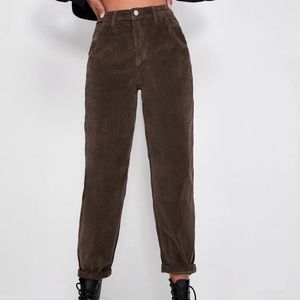 Brown Boyfriend Fit Corduroy Pants